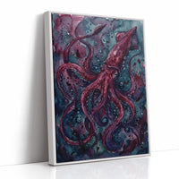 Crimson Depths: Watercolor Giant Squid Study