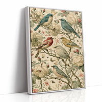 Five Finches on Antique Letters