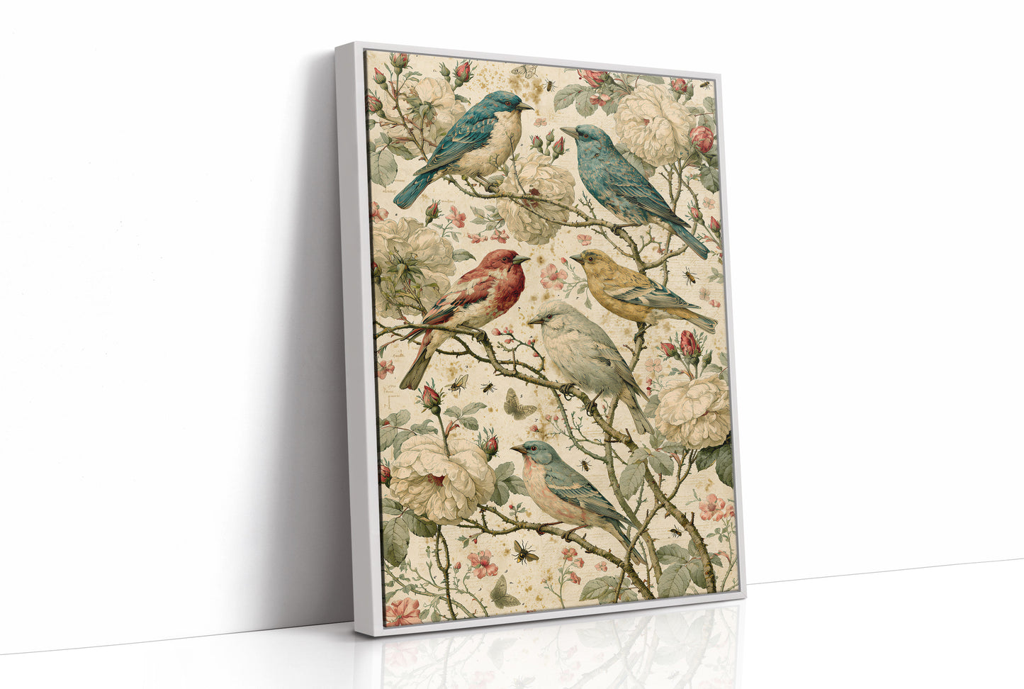Five Finches on Antique Letters