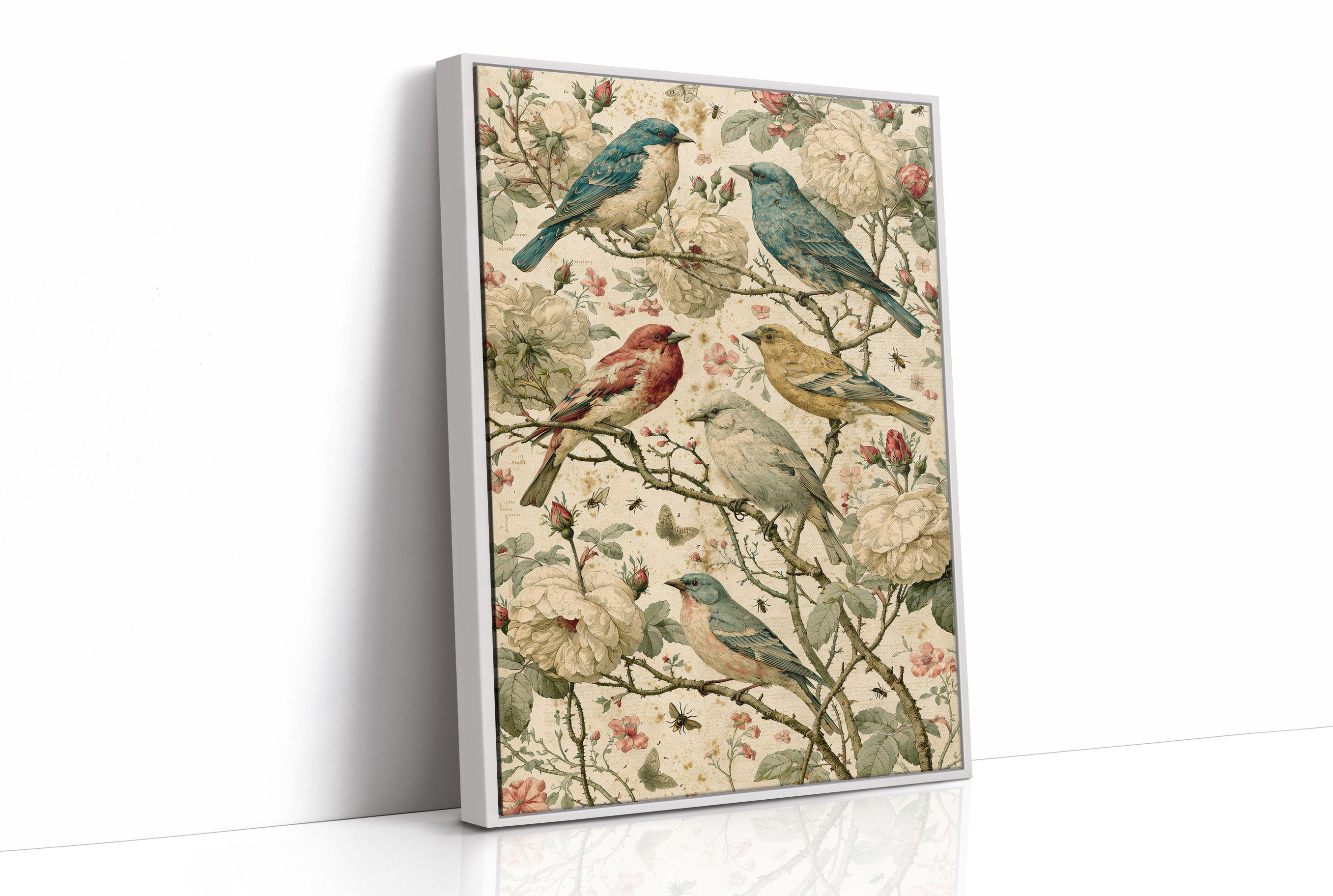 Five Finches on Antique Letters