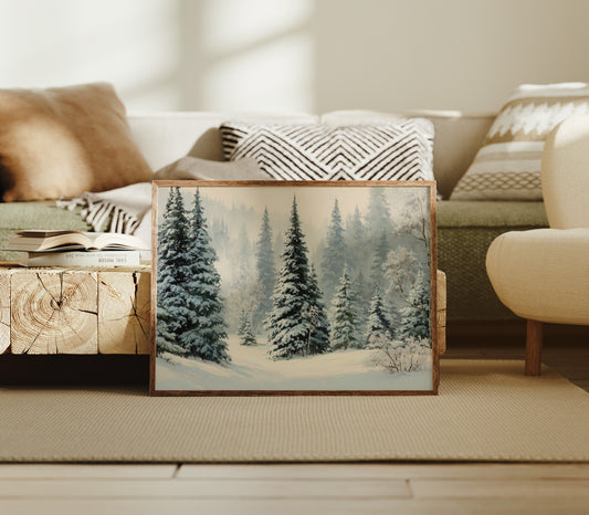 Snow Settles Among Northwoods Pineway