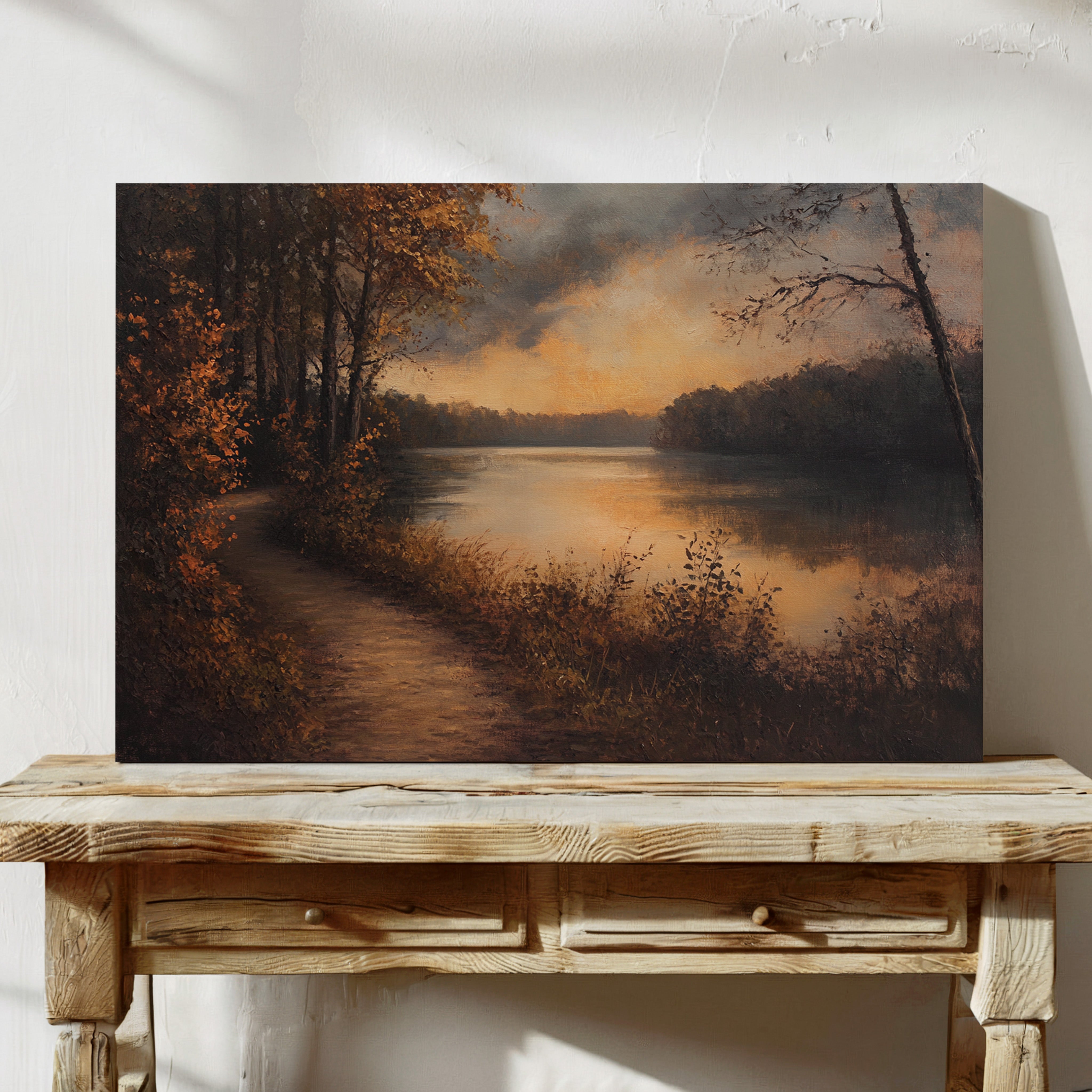 Autumn Path Leads To Golden Waters