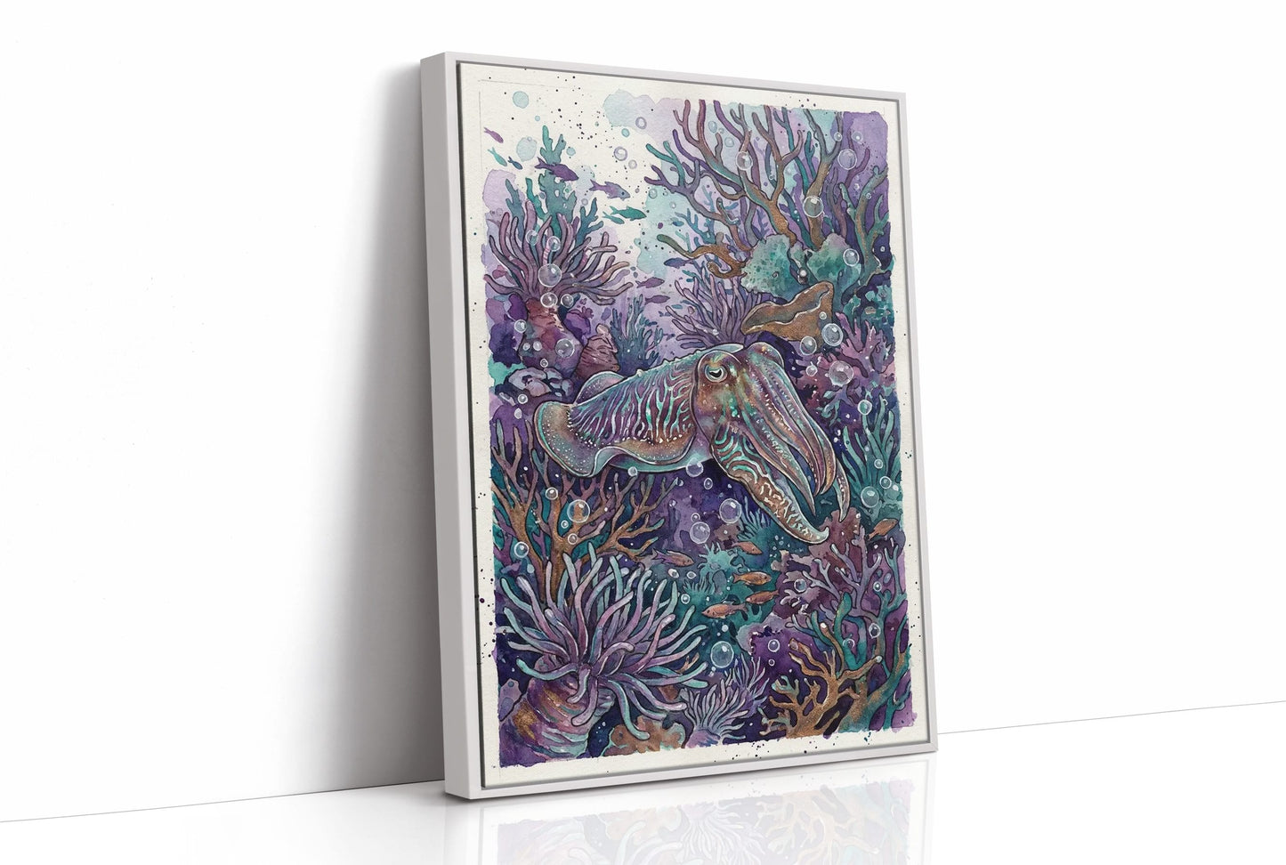Iridescent Camouflage: Watercolor Cuttlefish Study