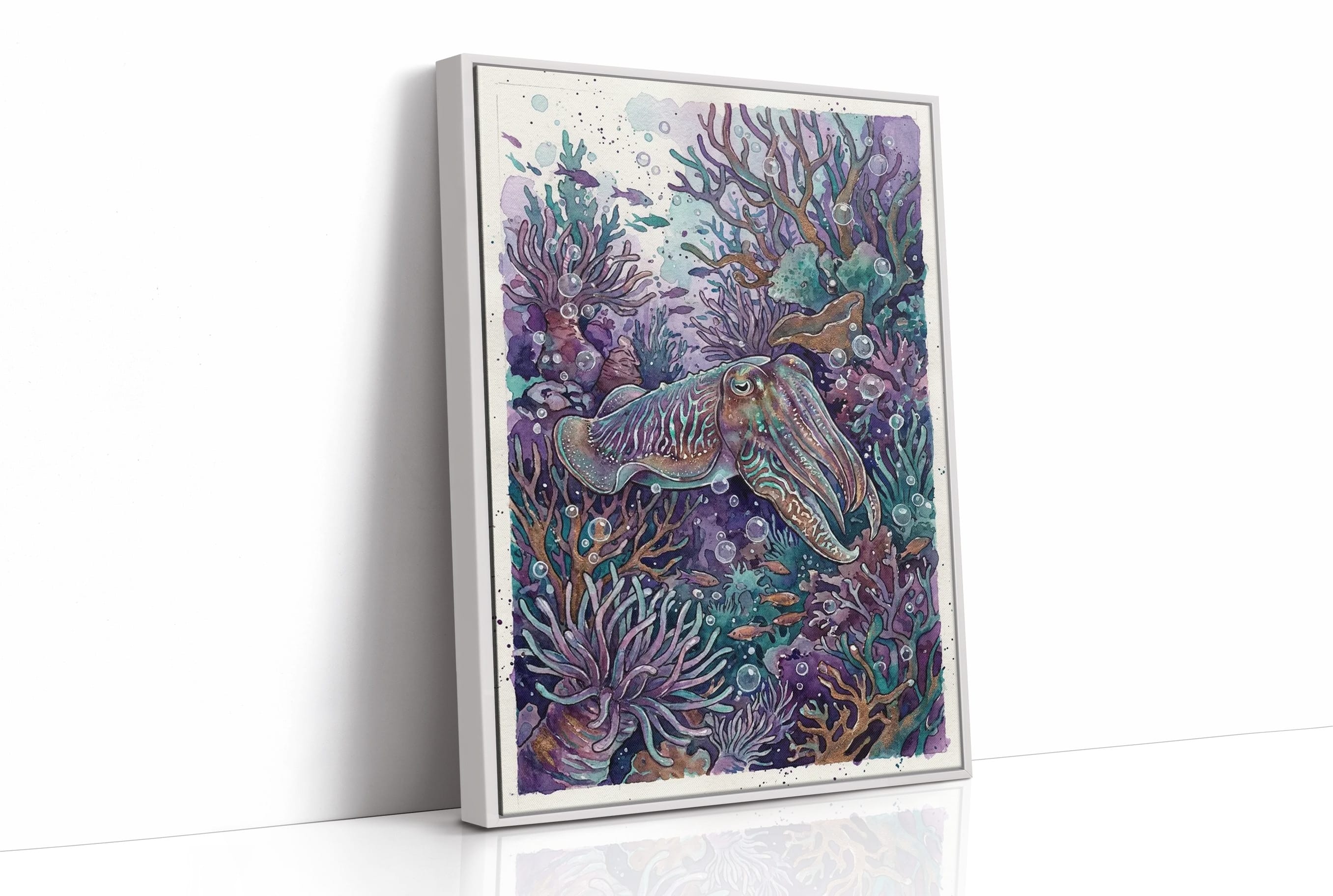 Iridescent Camouflage: Watercolor Cuttlefish Study
