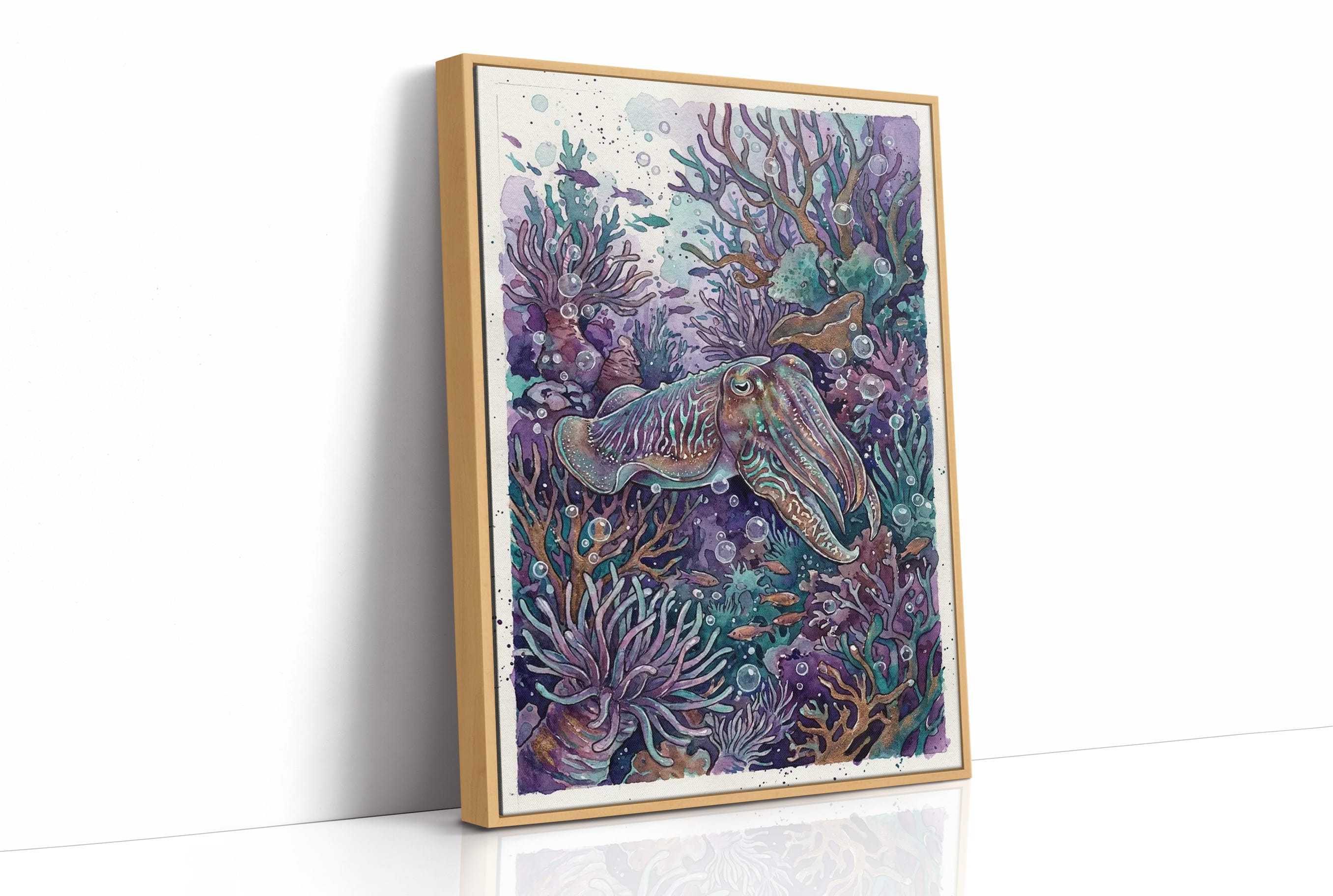 Iridescent Camouflage: Watercolor Cuttlefish Study