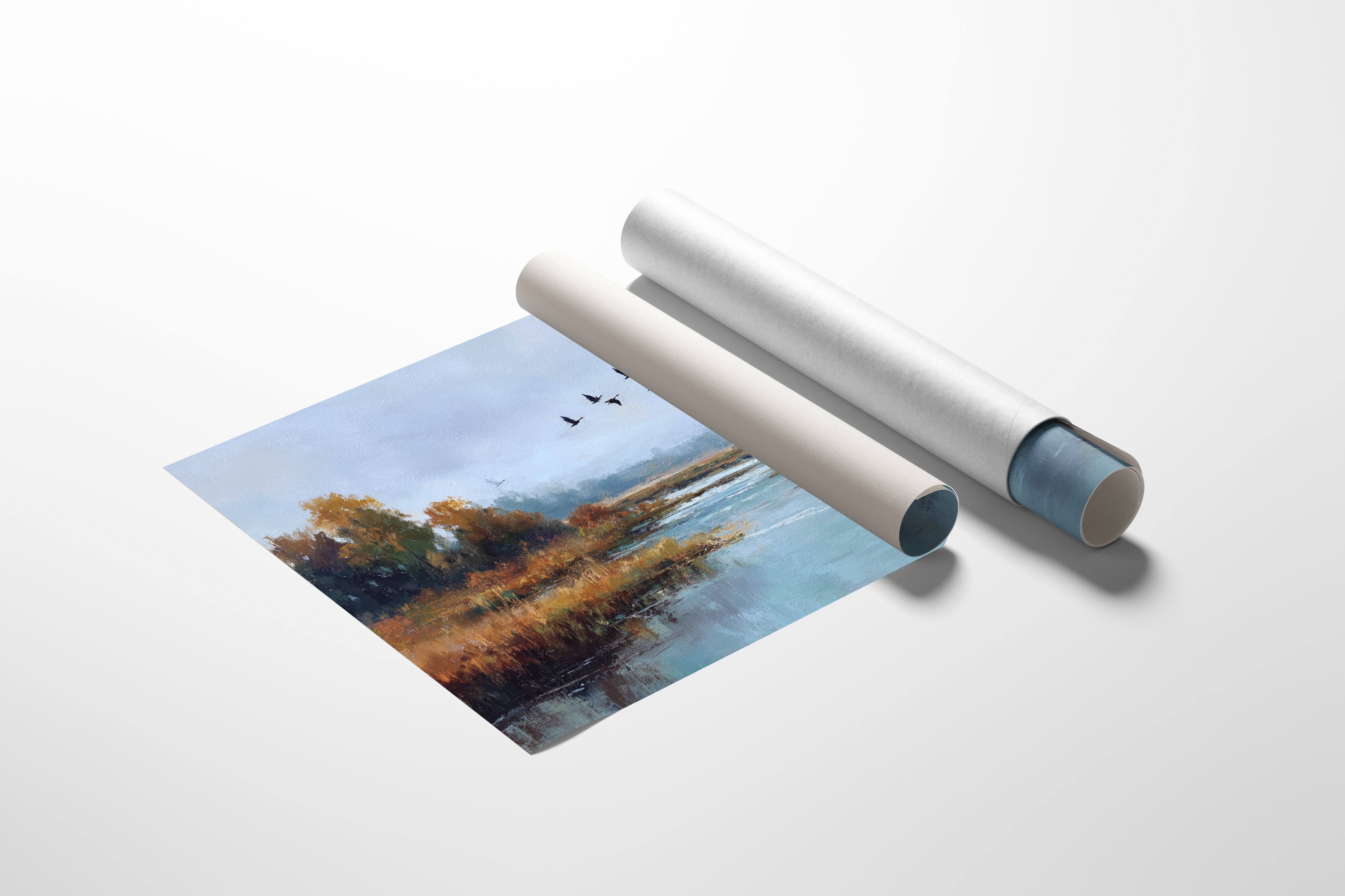 Autumn Geese Cross Silver Waters