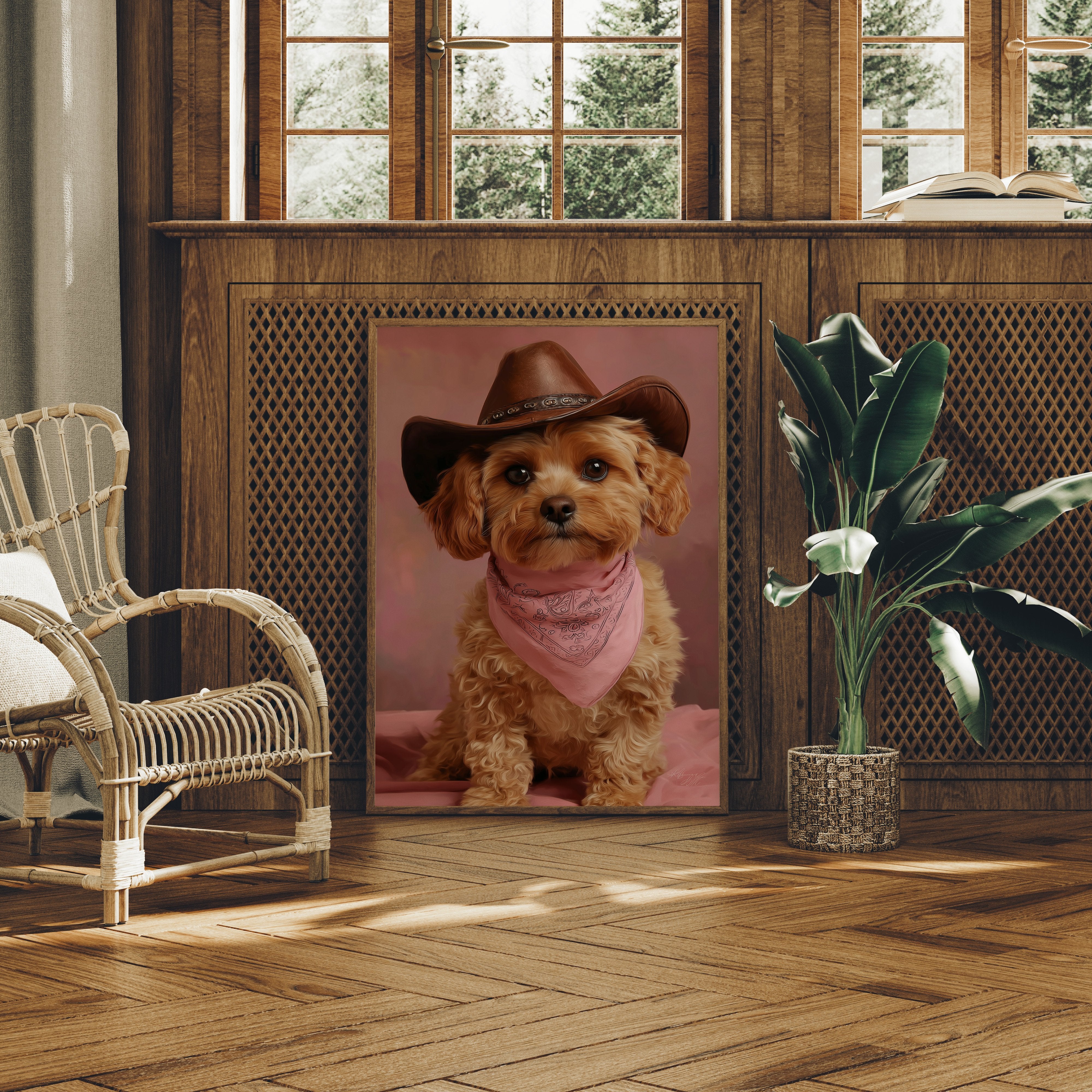 Cowgirl Pup Wears Rose Bandana Tales
