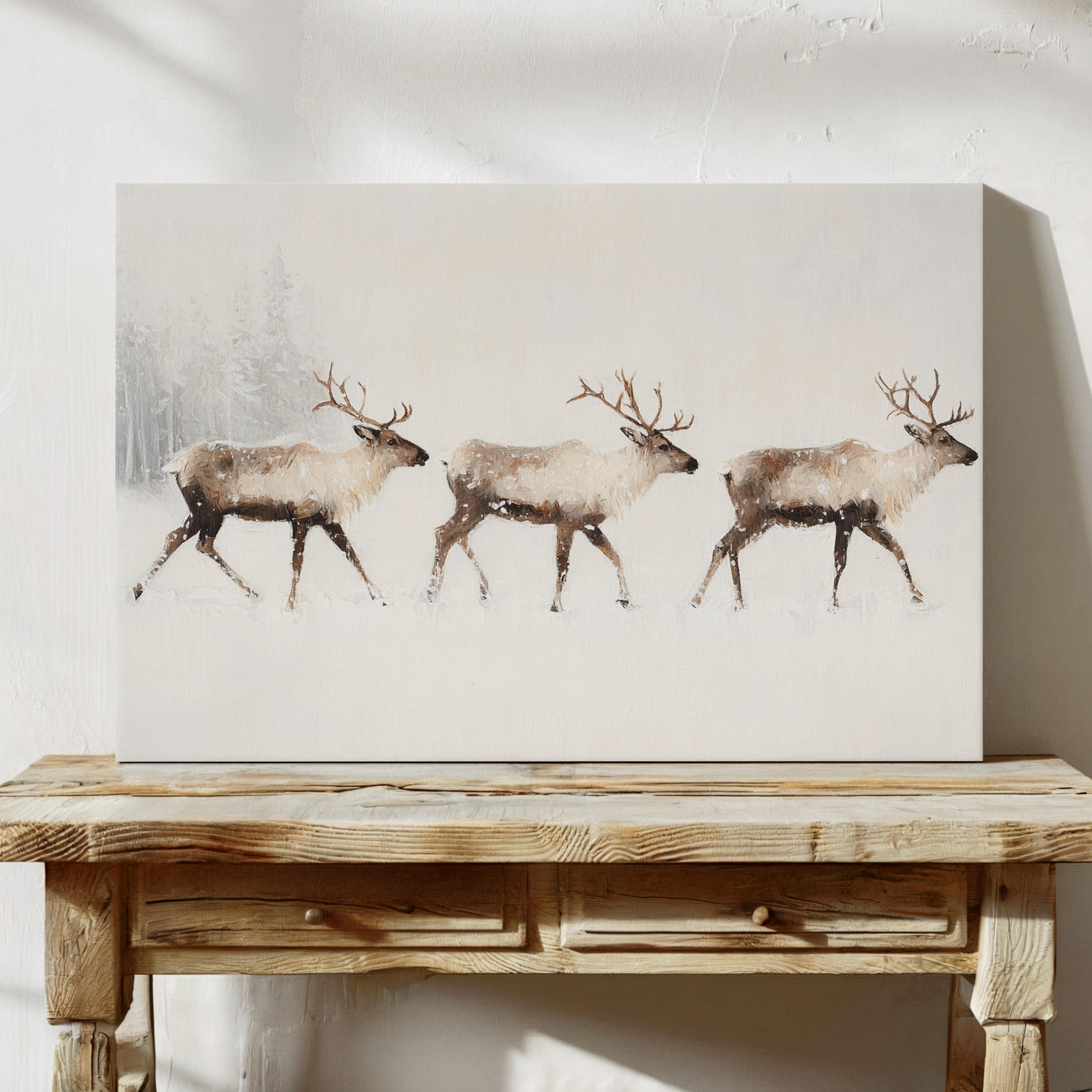 Winter Caribou Cross Misty Plains