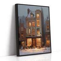 Bookshop Glows Through Winter Evening