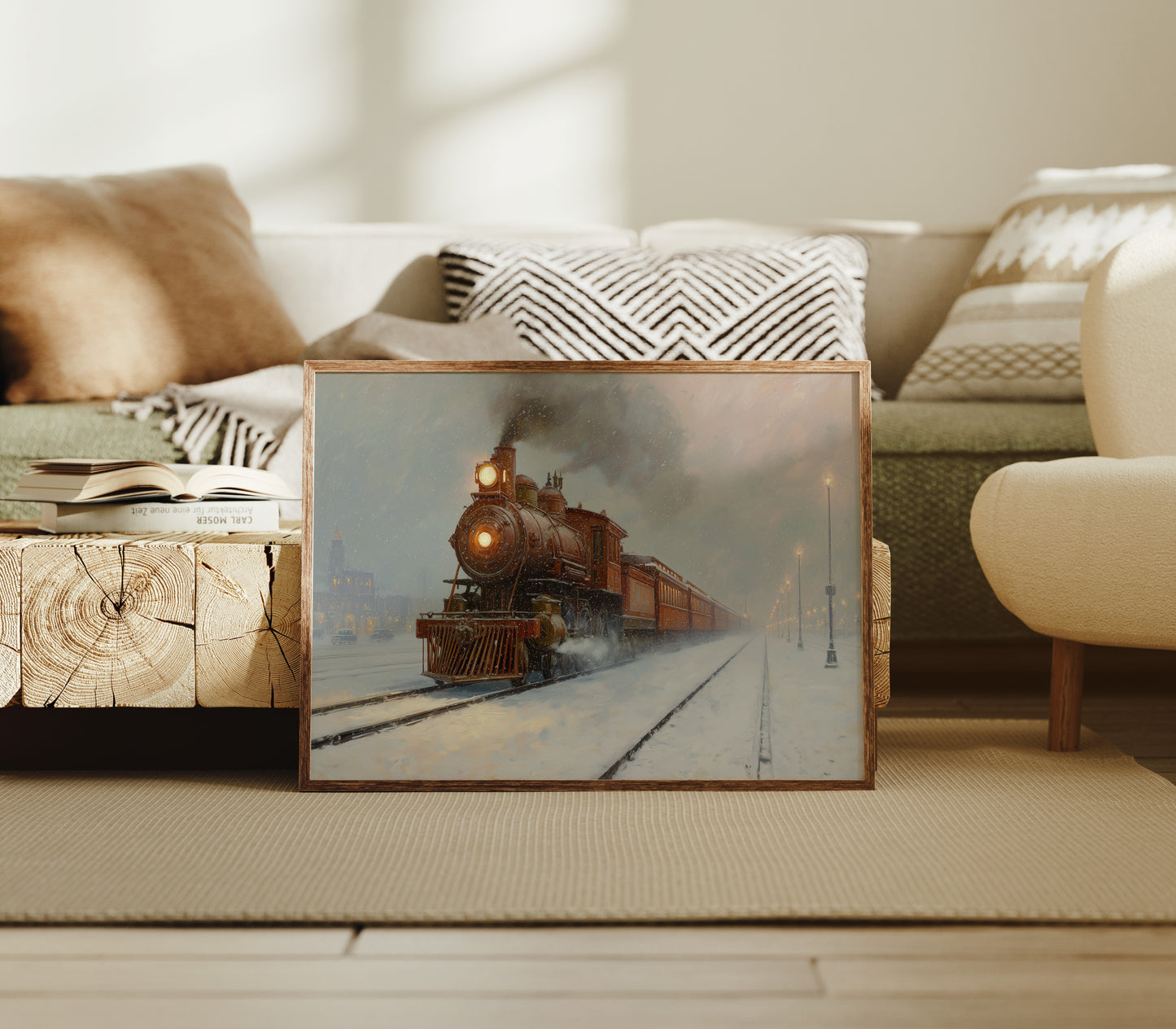 Iron Horse Glows Through Winter Night