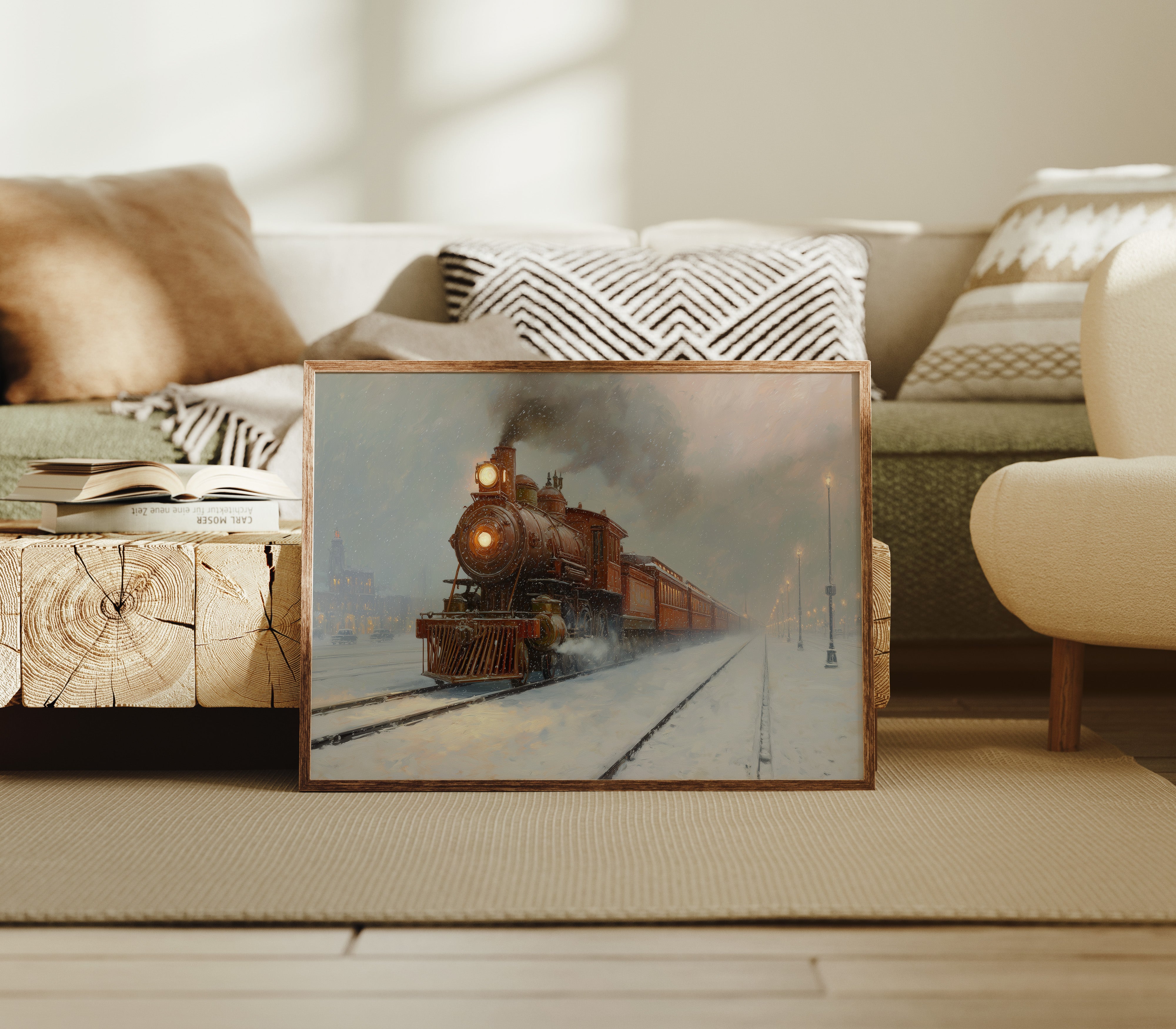 Iron Horse Glows Through Winter Night