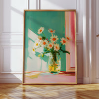 Sunlit Daisies in a Glass Jar