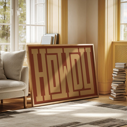 Retro Terracotta Howdy Typography Print