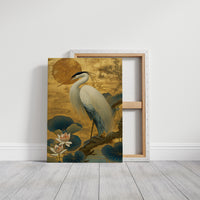 Lotus Moon Greets Noble Heron