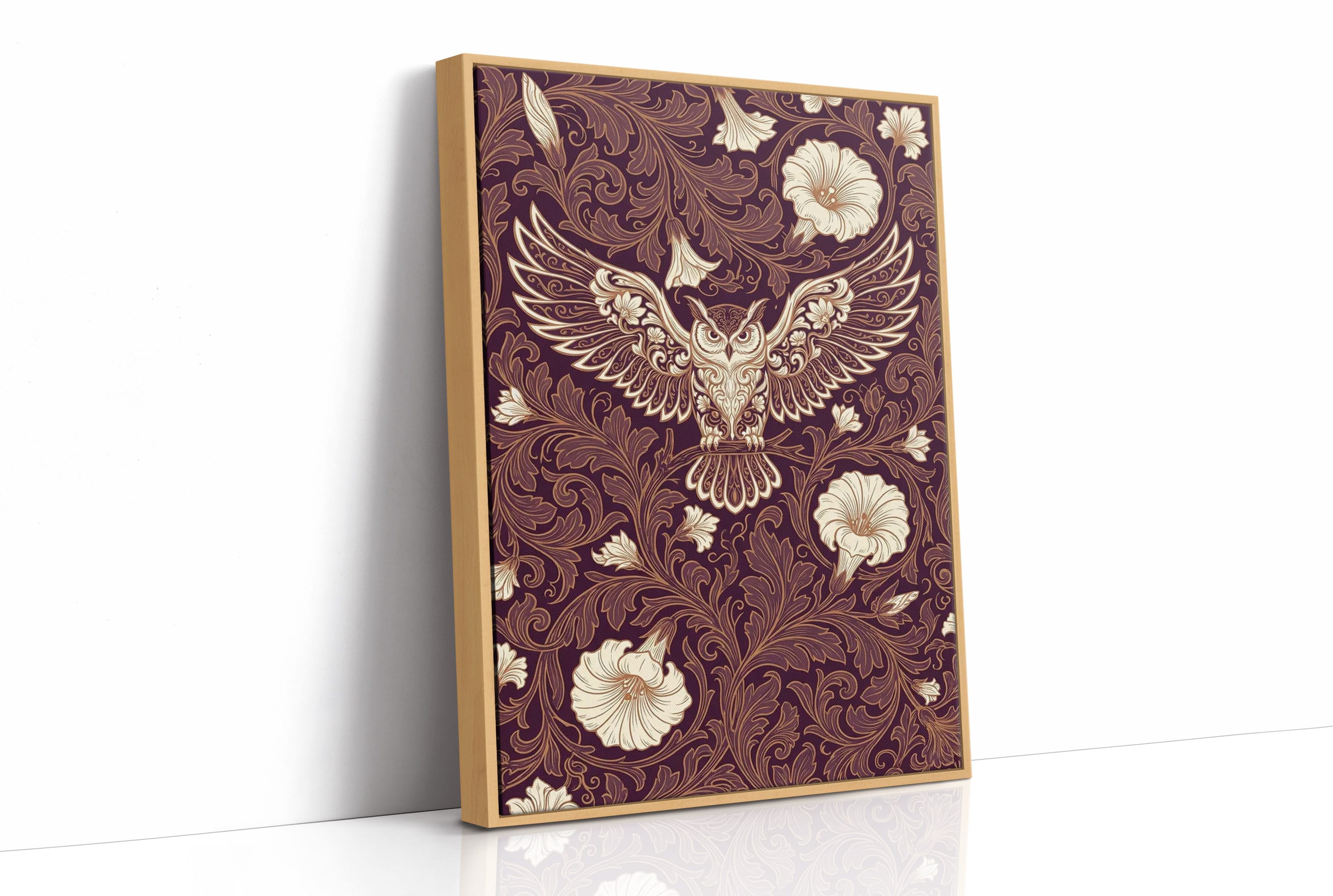Owl in Flight: Art Nouveau Pattern Study