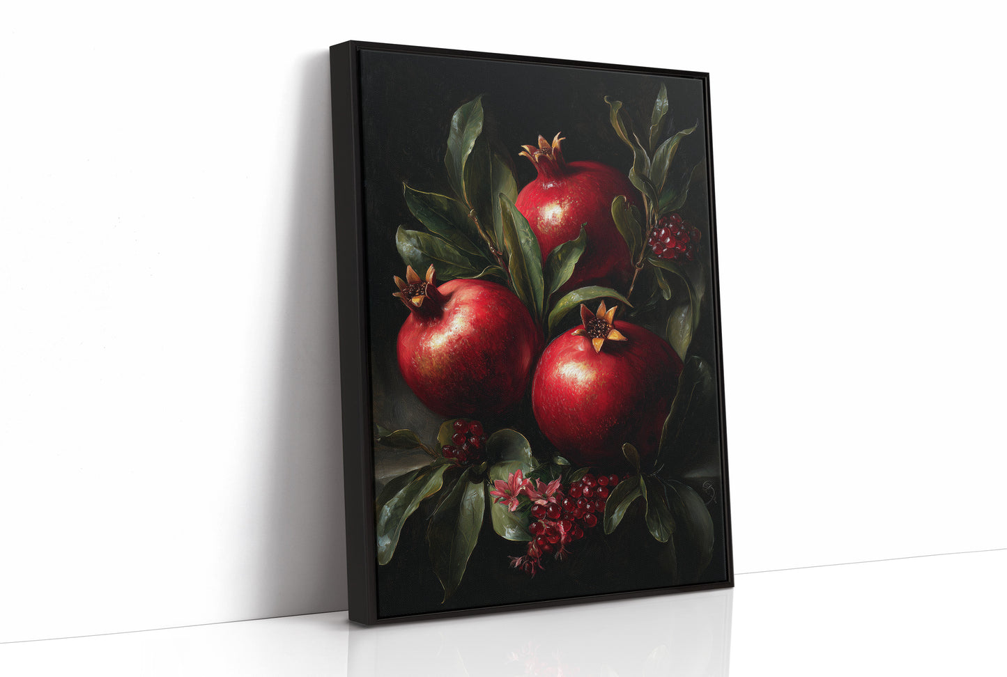 Crimson Jewels Against Midnight Canvas