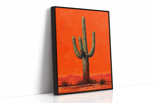 Lone Saguaro Against Desert Flame