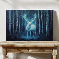 Moonlit Stag Among Birch Trees
