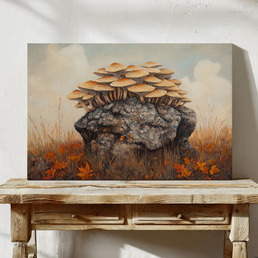 Autumn Mushrooms Crown Ancient Stone