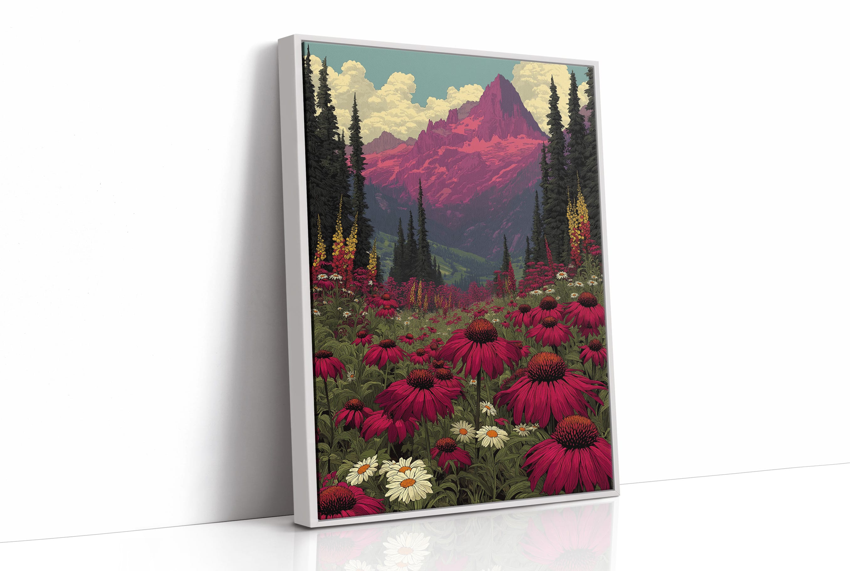 Alpenglow Meadow: Retro National Park Poster