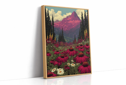 Alpenglow Meadow: Retro National Park Poster