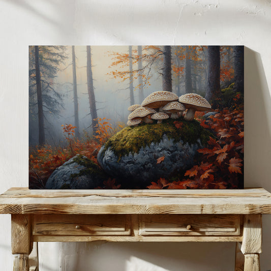 Autumn Mushrooms Dance On Stone