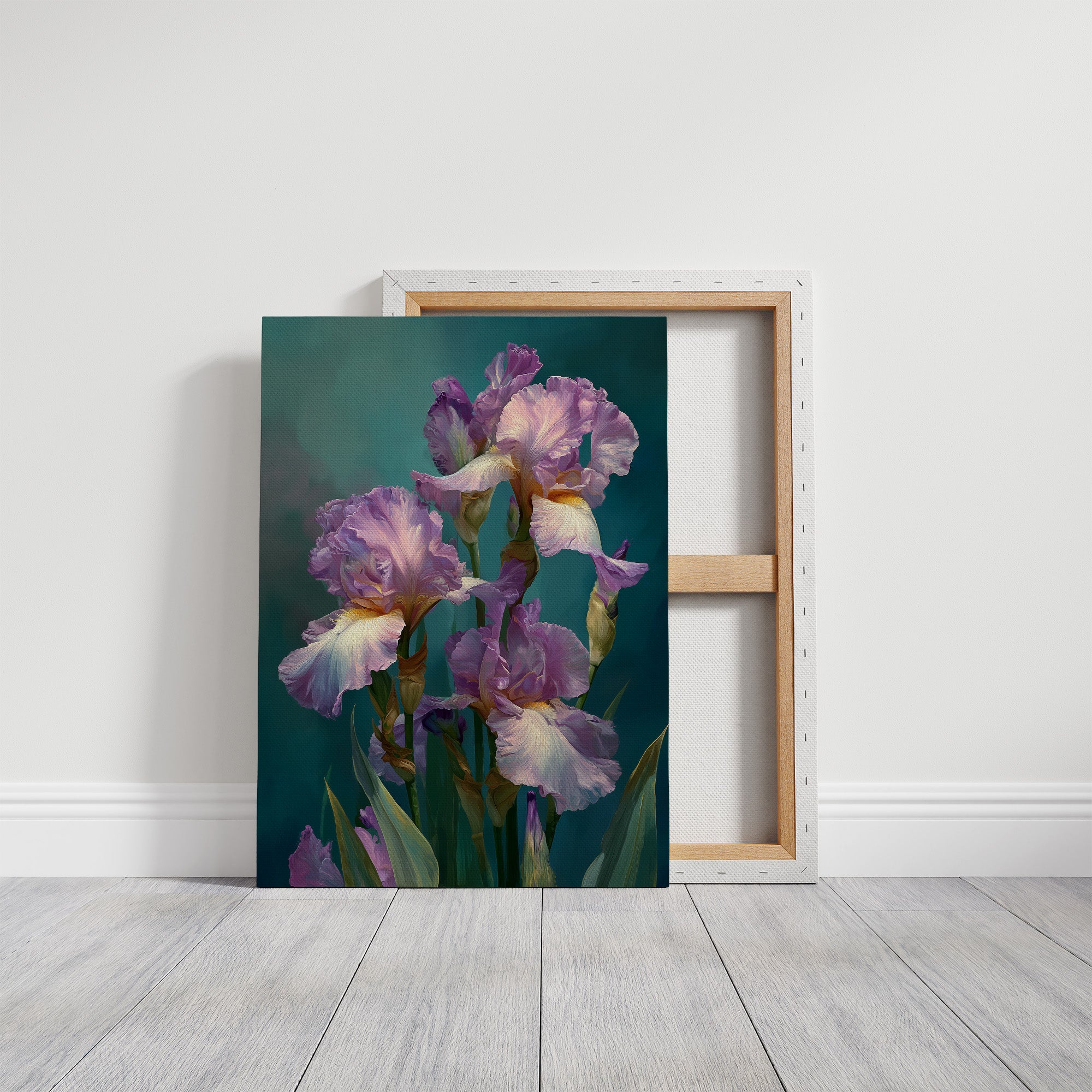 Soft Irises in Teal Light