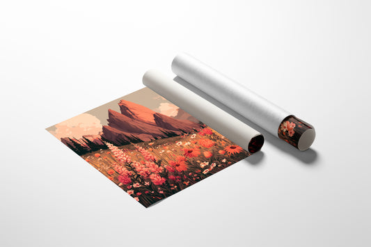 Alpine Meadows Bloom In Coral Light