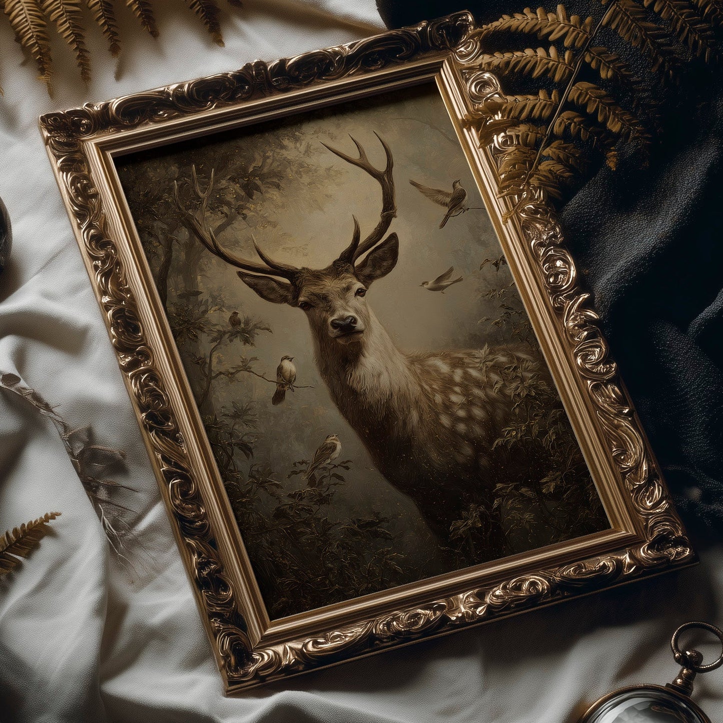 Noble Stag In Misty Forest
