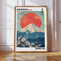 Vintage Mount Fuji – Rising Sun & Cherry Blossoms