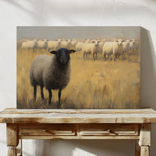 Black Sheep Leads Golden Meadow