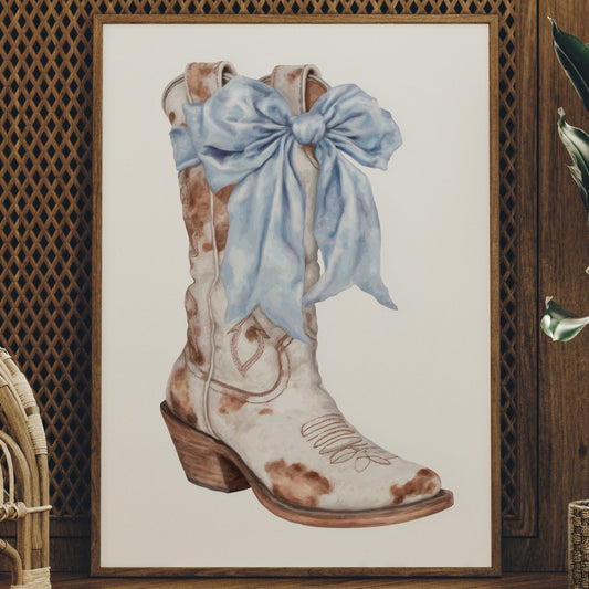 Blue Ribbons Dance On Ranch Leather