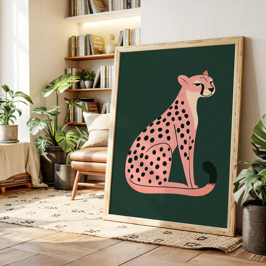 Sassy Coral Cheetah Illustration