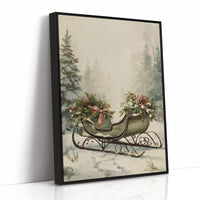 Winter Sleigh Among Misty Pines