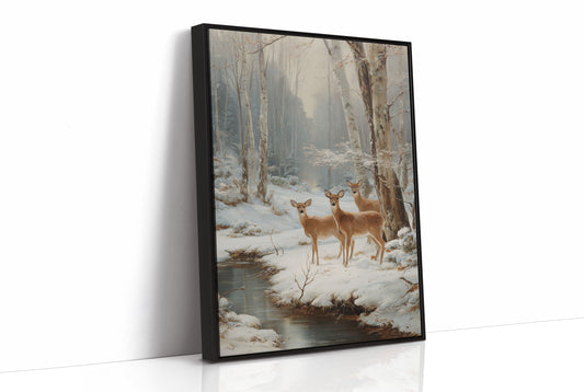 December Deer By Frozen Stream