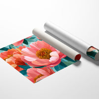 Coral Peonies Dance In Turquoise