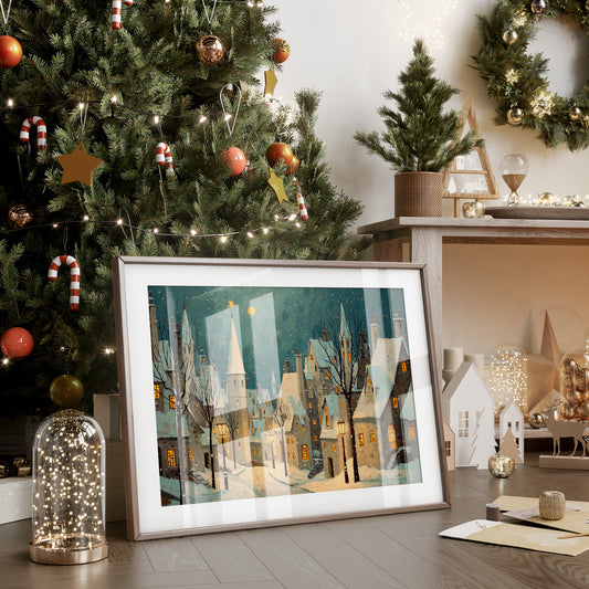 Moonlit Village Awaits December Snow