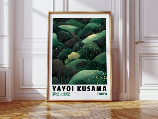 Abstract Green Dreamscape – Kusama-Inspired Forest