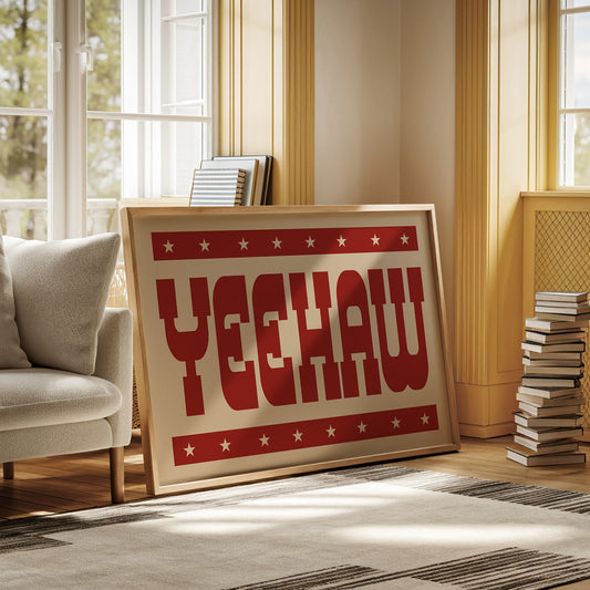 Yeehaw Western Print in Bold Red