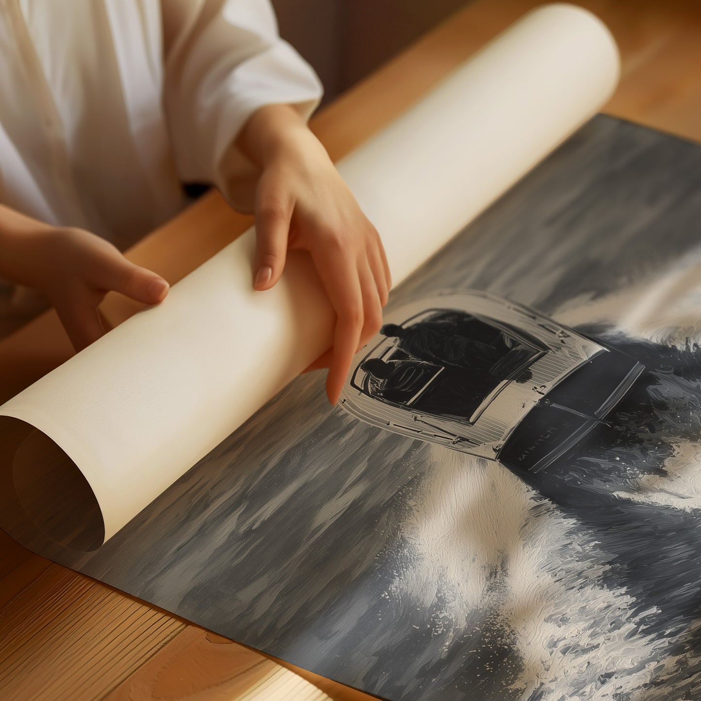 Speedboat Cuts Through Morning Fog