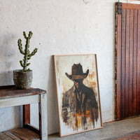 Lone Cowboy in Shadow and Flame