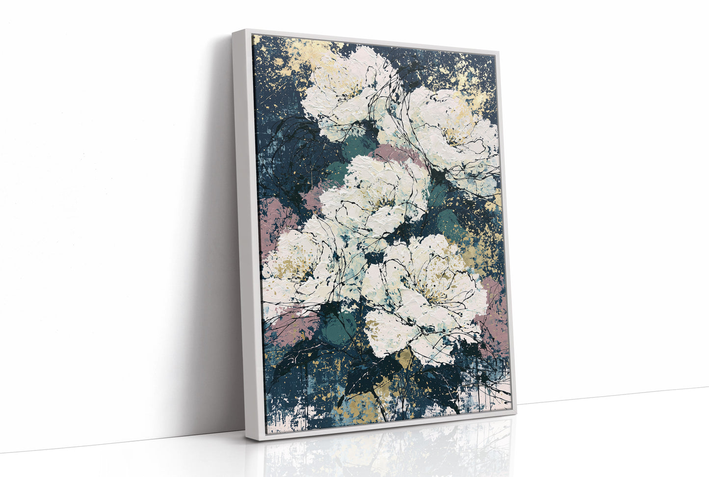Midnight Blooms in Gold Leaf