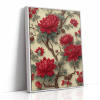 Red Blooms on Ivory Branches