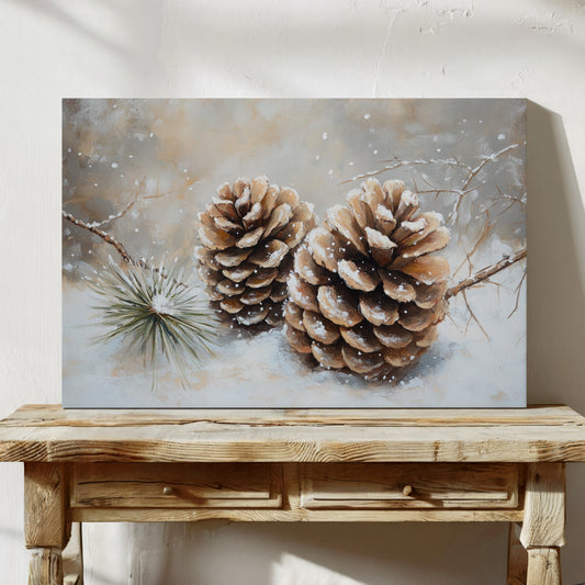 Pine Cones Catch December's First Snow