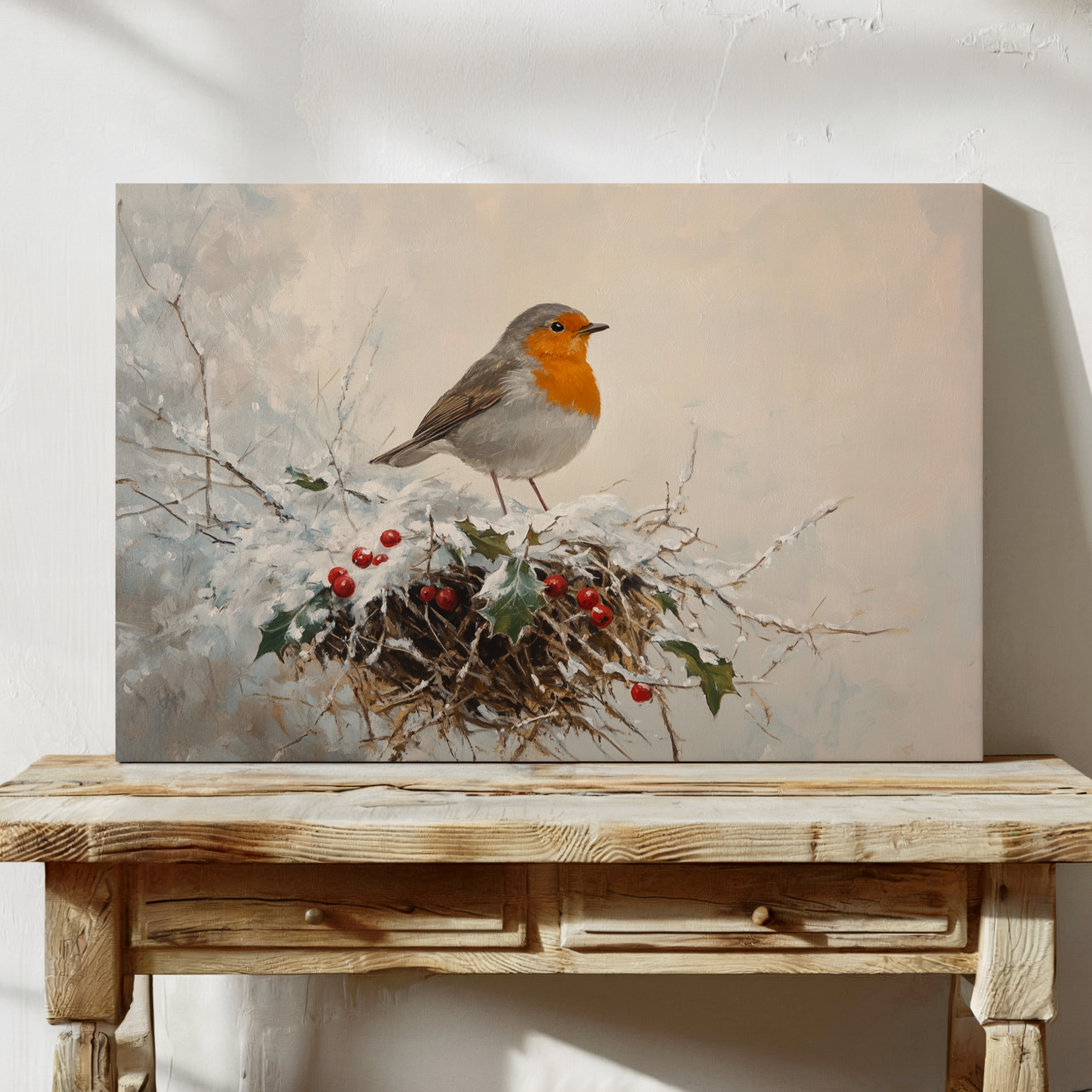 Robin's Winter Song Among Berries