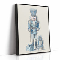 Blue Nutcracker Guards Winter's Treasures