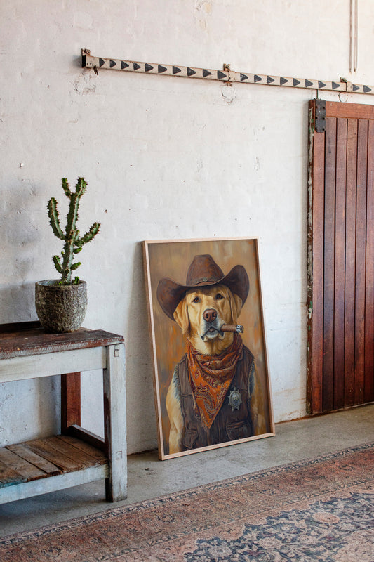 Golden Retriever Sheriff with Western Swagger