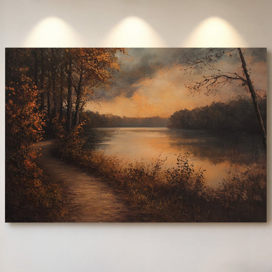 Autumn Path Leads To Golden Waters