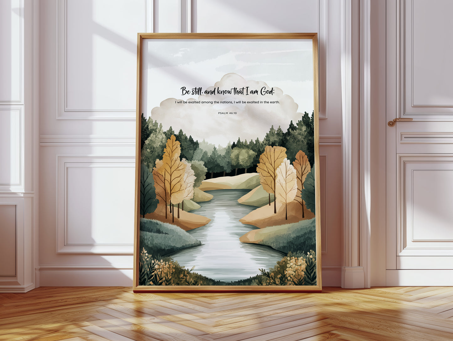 Be Still Autumn River Psalm Print