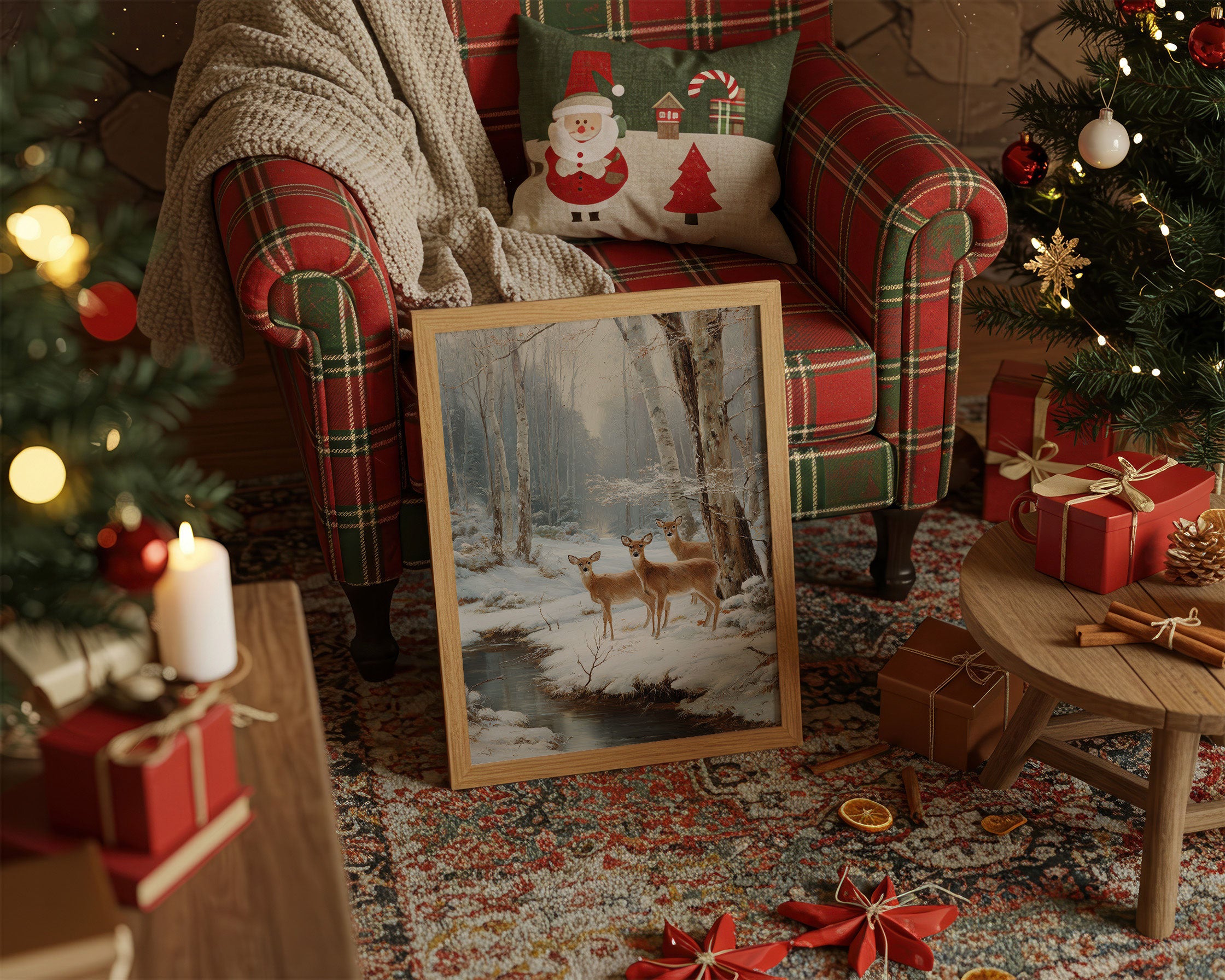 December Deer By Frozen Stream